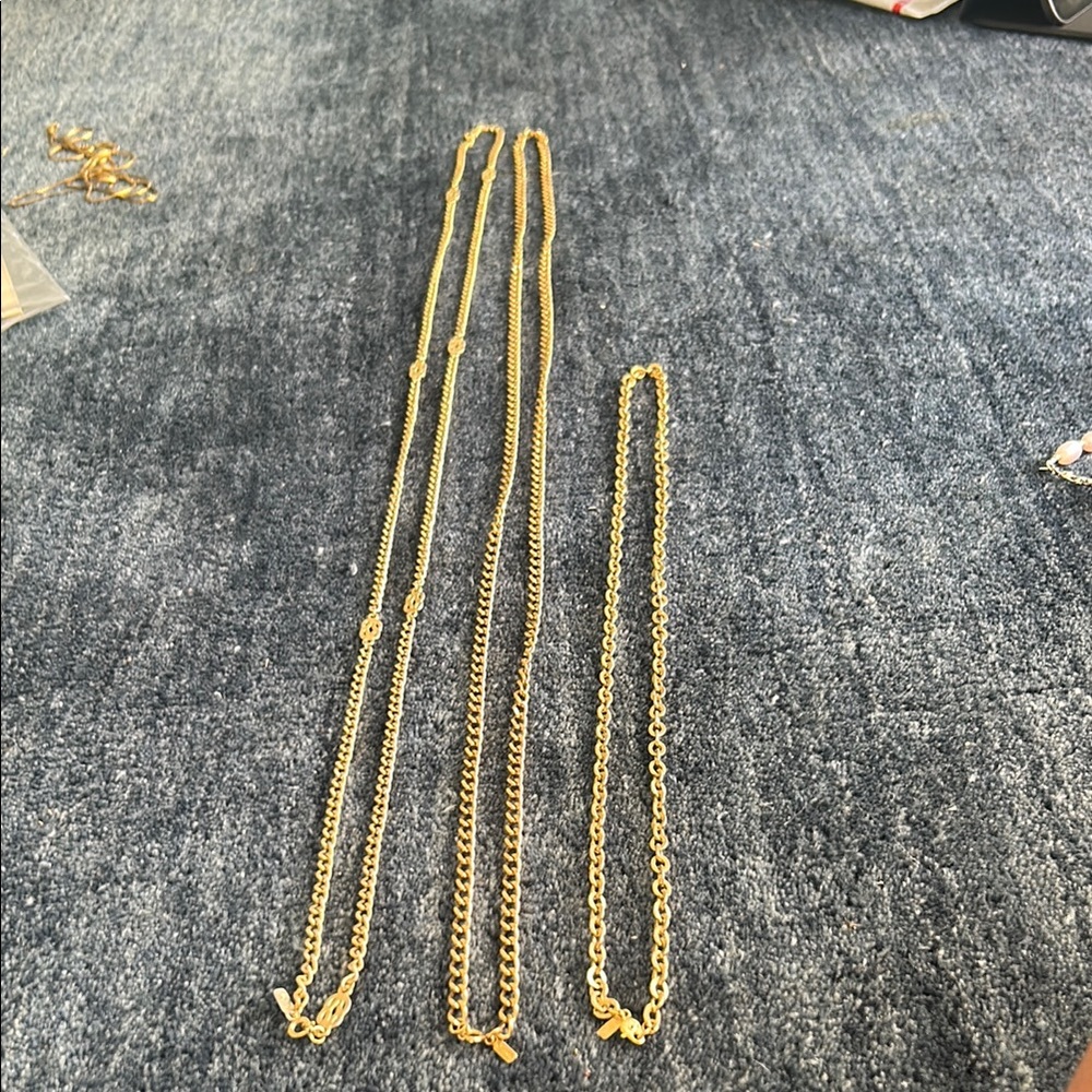 Three Vintage Monet Gold toned Chain Necklace